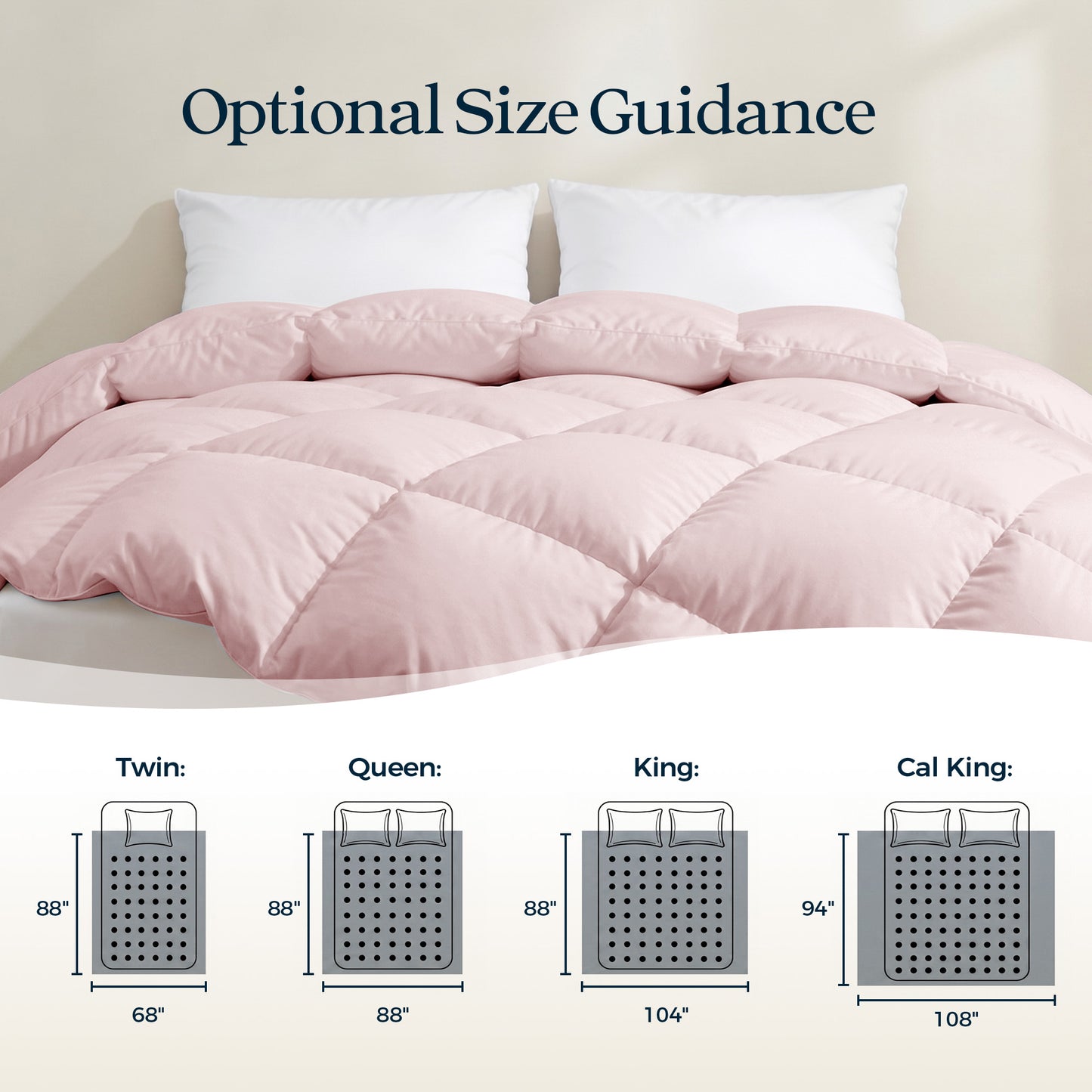 UNIKOME Goose Feather Down Fiber Comforter Cal King Size, All Season Hotel Luxury Bedding Comforter, Ultra Soft Fluffy Duvet Insert with Downproof Cover, 8 Corner Loops (Cal King, Pink, 108"X94")