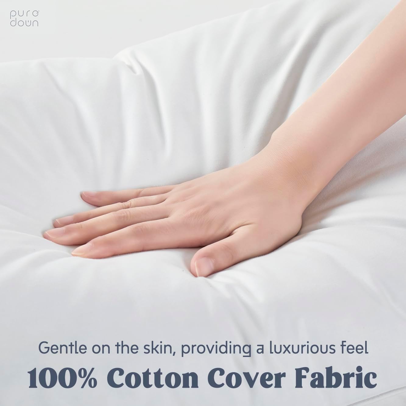 puredown® Goose Feather Down Pillows, Gusseted Bed Pillows for Sleeping 100% Cotton Cover, Set of 2 King Size