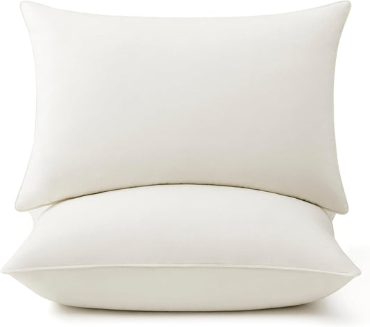 puredown® Goose Feather Down Pillows, 100% Organic Cotton Cover, Luxury Hotel Collection Bed Pillows for Sleeping Set of 2, King Size