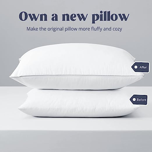 UNIKOME Pillow Enhancer Thick Soft Quiet Pillow Protectors with Zipper, Down Alternative Filled Pillow Covers, King Size 1 Pack