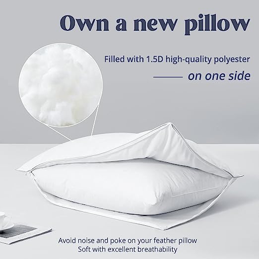 UNIKOME Pillow Enhancer Thick Soft Quiet Pillow Protectors with Zipper, Down Alternative Filled Pillow Covers, King Size 1 Pack