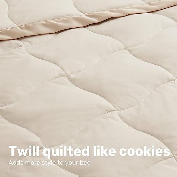 UNIKOME Down Blankets - Lightweight Thin Summer Down Comforter, Soft Cozy Bed Blanket with Luxury Satin Trim, 400 Thread Count, 100% Cotton Cover,