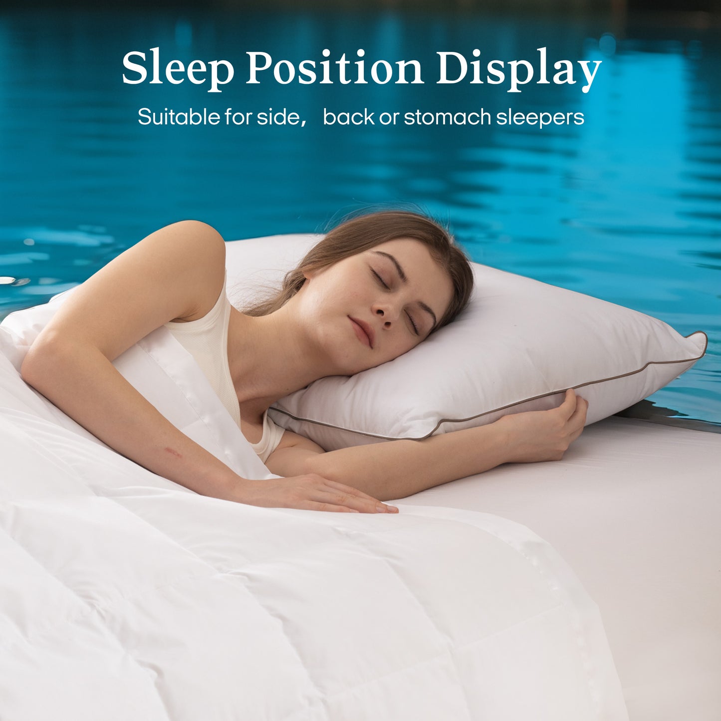 puredown® Made in USA Goose Feather Down Pillows, Queen Size Set of 2, 100% Cotton Cover, Bed Feather Pillows for Sleepering