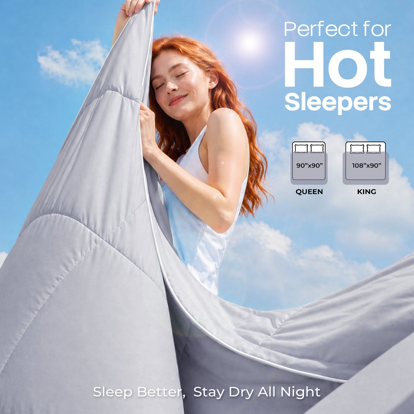 UNIKOME Cooling Comforter Queen Size, Cooling Blanket for Hot Sleepers, Lightweight Breathable Summer Blanket, Cool to Touch for Night Sweats,90"x90", Light Green