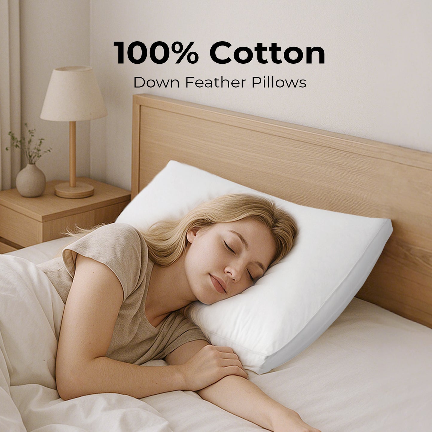 UNIKOME White Goose Down Feather Gusseted Pillows - 100% Cotton Cover - King Size Pillow Set of 2, Made in Japan Pillow for Sleeping