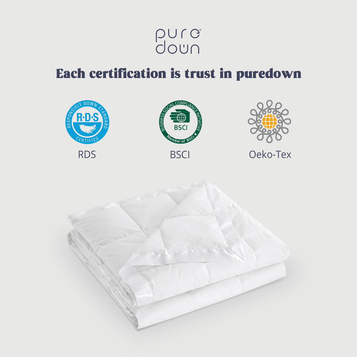 puredown® Blankets Queen Size - Soft Lightweight Down Blanket for Bed, Cozy Warm Luxury Bed Blanket with Satin Trim, White (90"X90")