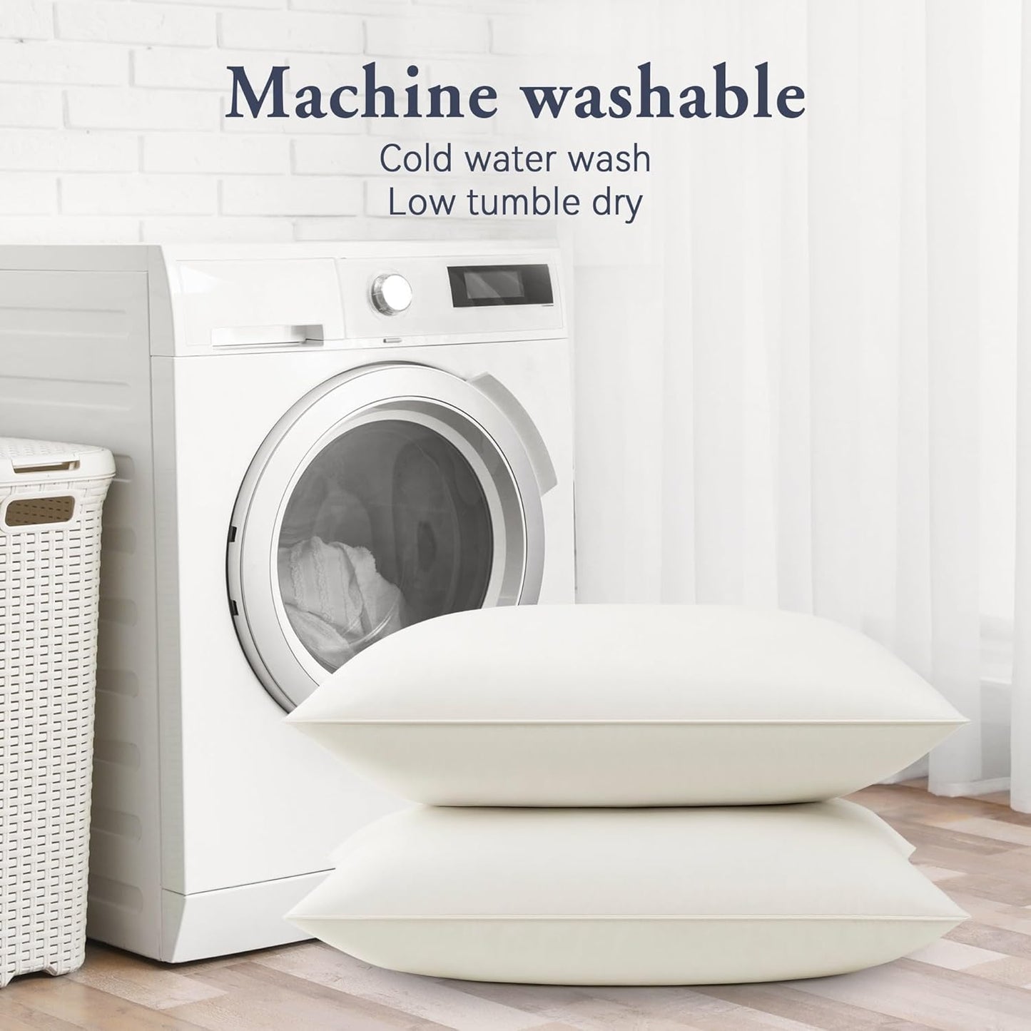 puredown® Goose Feather Down Pillows, 100% Organic Cotton Cover, Luxury Hotel Collection Bed Pillows for Sleeping Set of 2, Standard Size