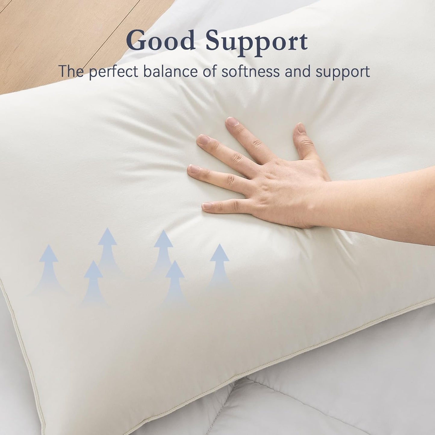 puredown® Goose Feather Down Pillows, 100% Organic Cotton Cover, Luxury Hotel Collection Bed Pillows for Sleeping Set of 2, Standard Size