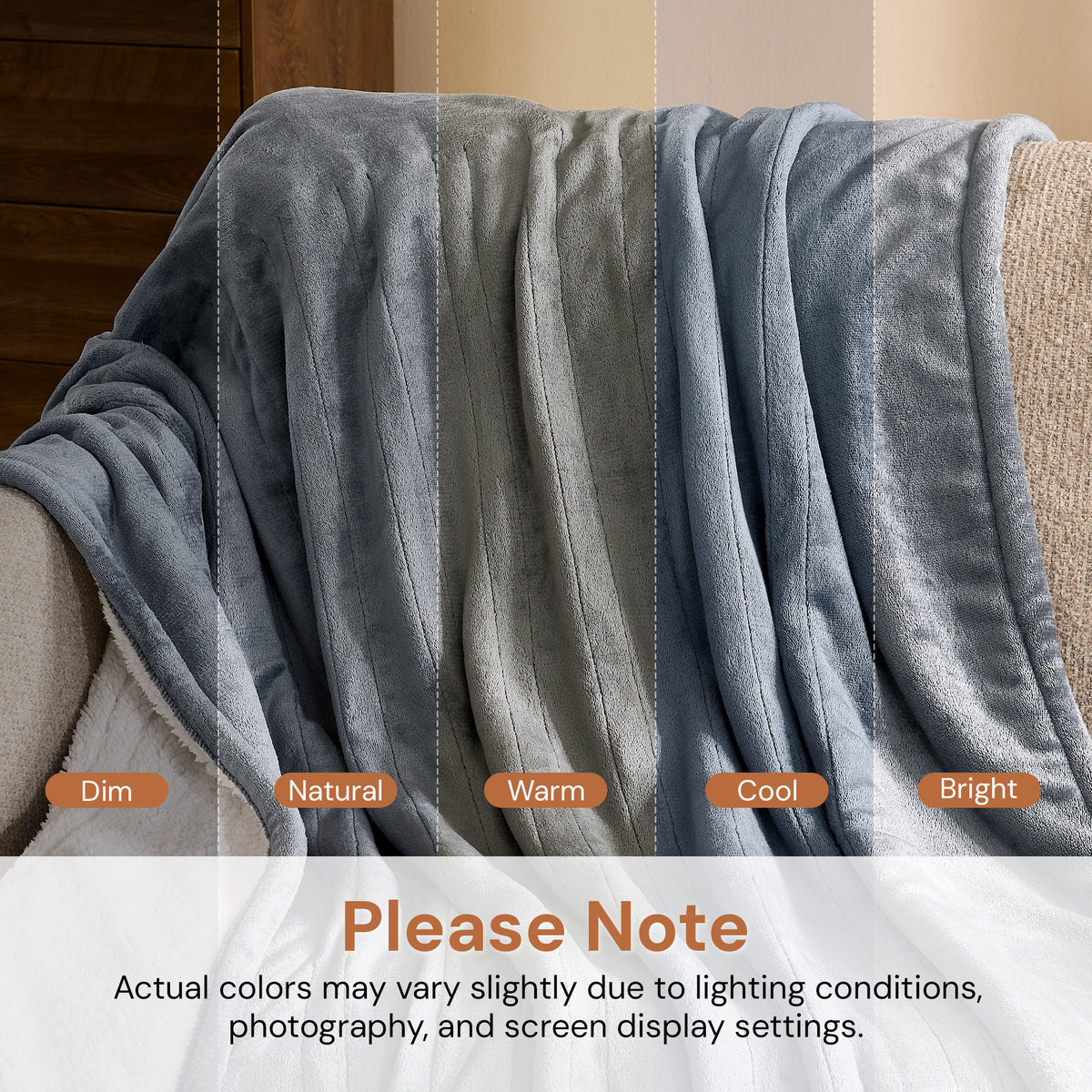 puredown® Electric Heated Blanket Throw – Soft Flannel Sherpa Heated Throw Blanket with 6 Heat Levels 1-12H Auto Off，ETL Certified Overheat Protection