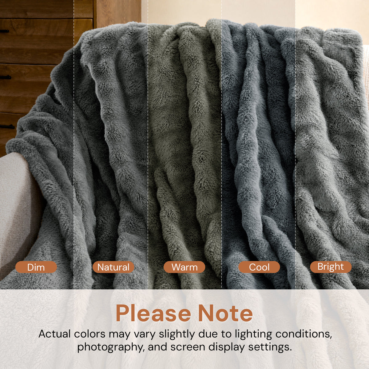puredown® Electric Blanket, Faux Fur Heated Throw Blankt, 10 Heat Levels, 1/2/4/6/8H Auto Off, Fast Heating, ETL Certified, Overheat Protection, Machine Washable