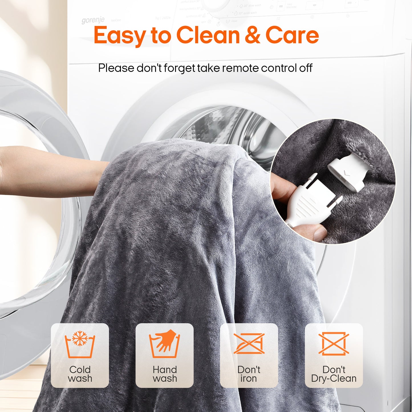 UNIKOME Wearable Electric Heated Blanket, 50 x 70 Inch, Grey