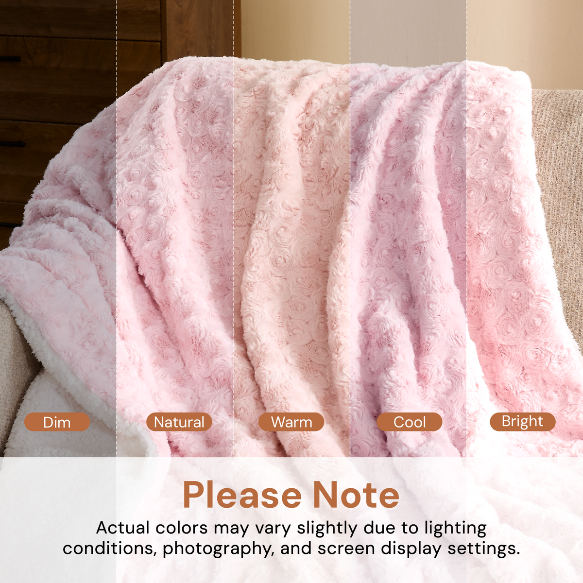 puredown® Electric Blanket 50"x60", Faux Fur Heated Throw Blankt, Pink	Rose-textured, 6 Heat Levels, 1-12H Auto Off, Fast Heating, ETL Certified, Overheat Protection, Machine Washable