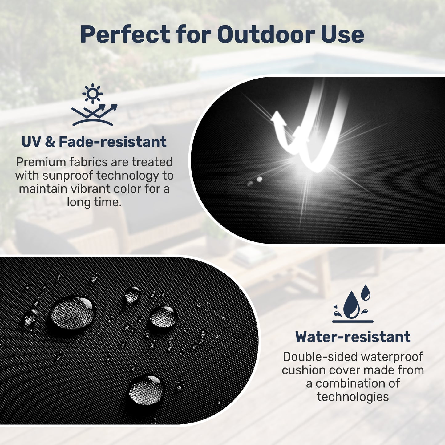 UNIKOME Outdoor Seat Cushions 24 X 24 Inch - Removable Cover, Fade Resistant & Water-resistant Patio Furniture Cushions for Chair, Sofa, Couch, Wicker