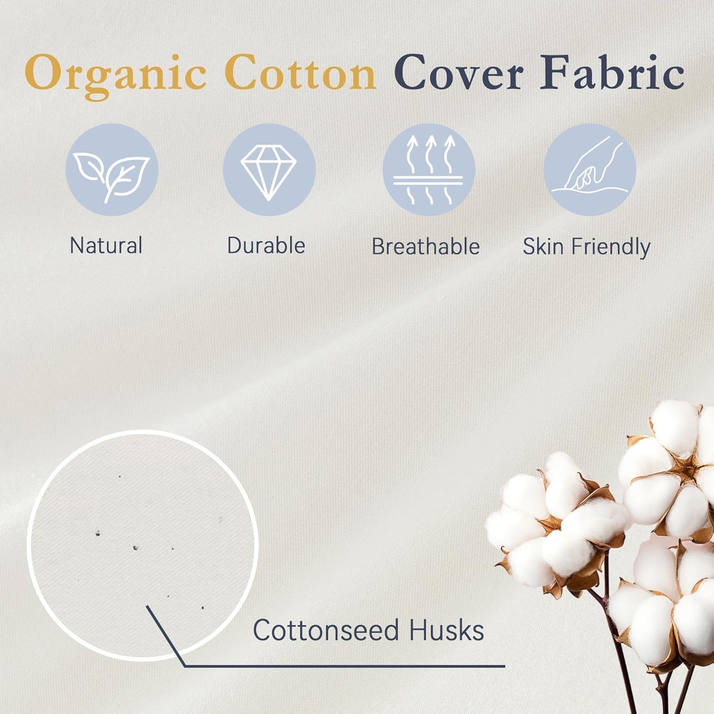 puredown® Goose Feather Down Pillows, 100% Organic Cotton Cover, Luxury Hotel Collection Bed Pillows for Sleeping Set of 2, Standard Size