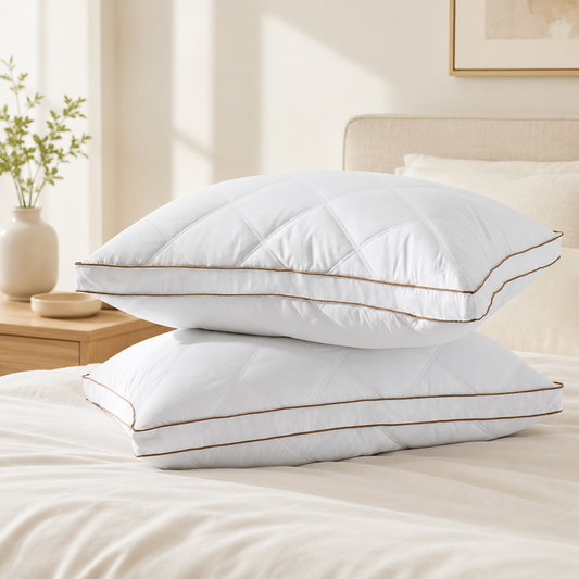Unikome Feather and Down Pillow 2 Pack, Soft Feather Bed Pillow with Medium Support, Breathable Sleeping Pillow for Side, Back & Stomach Sleepers, Machine Washable