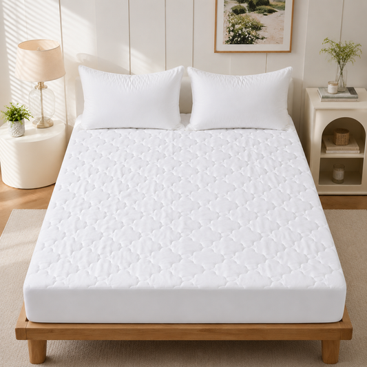 Unikome Quilted Mattress Pad, Full Fitted Bed Pad with Soft Comfortable Fabric, Deep Pocket Mattress Cover with Elastic Skirt, Machine Washable, Fits 15" Mattress