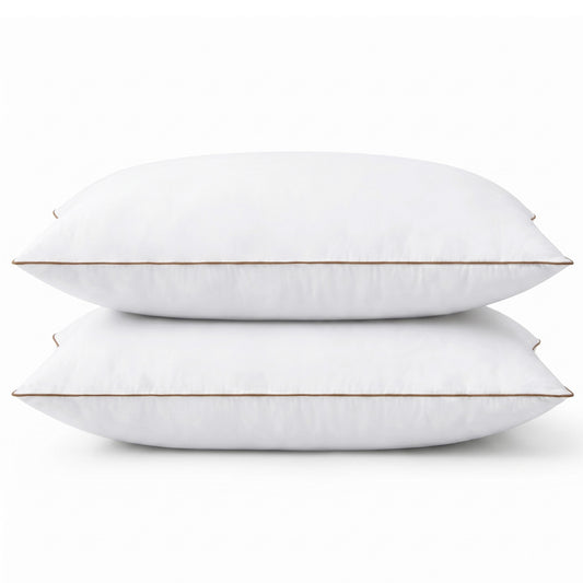puredown® Goose Feathers and Down Pillows, Premium Medium to Firm Bed Pillows for Sleeping, Luxury Pillows with 100% Cotton Cover, 2 Pack