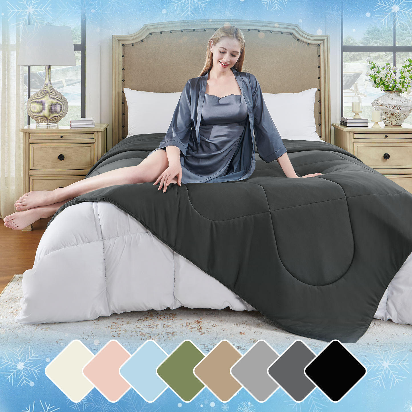 UNIKOME Cooling Blanket Twin Size - High Q-Max 0.4, Reversible Waffle Blanket for Summer, Soft Throw Blanket for Couch, Lightweight Summer Blanket, All Season Duvet Comforter