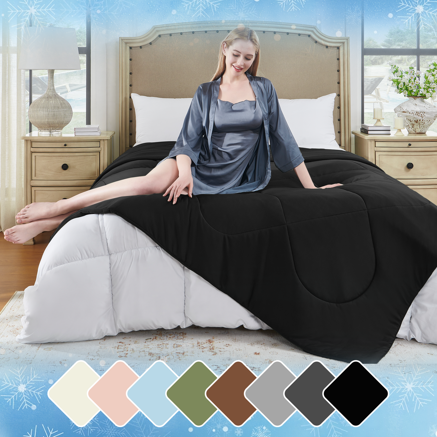 UNIKOME Cooling Blanket Twin Size - High Q-Max 0.4, Reversible Waffle Blanket for Summer, Soft Throw Blanket for Couch, Lightweight Summer Blanket, All Season Duvet Comforter