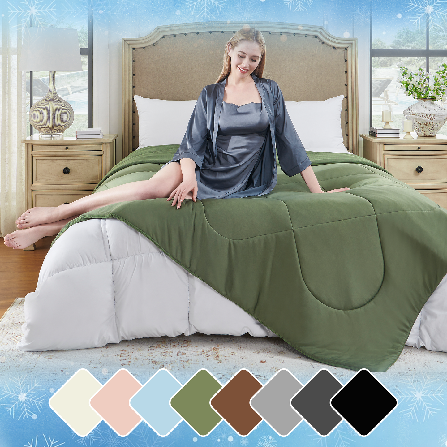 UNIKOME Cooling Blanket Twin Size - High Q-Max 0.4, Reversible Waffle Blanket for Summer, Soft Throw Blanket for Couch, Lightweight Summer Blanket, All Season Duvet Comforter