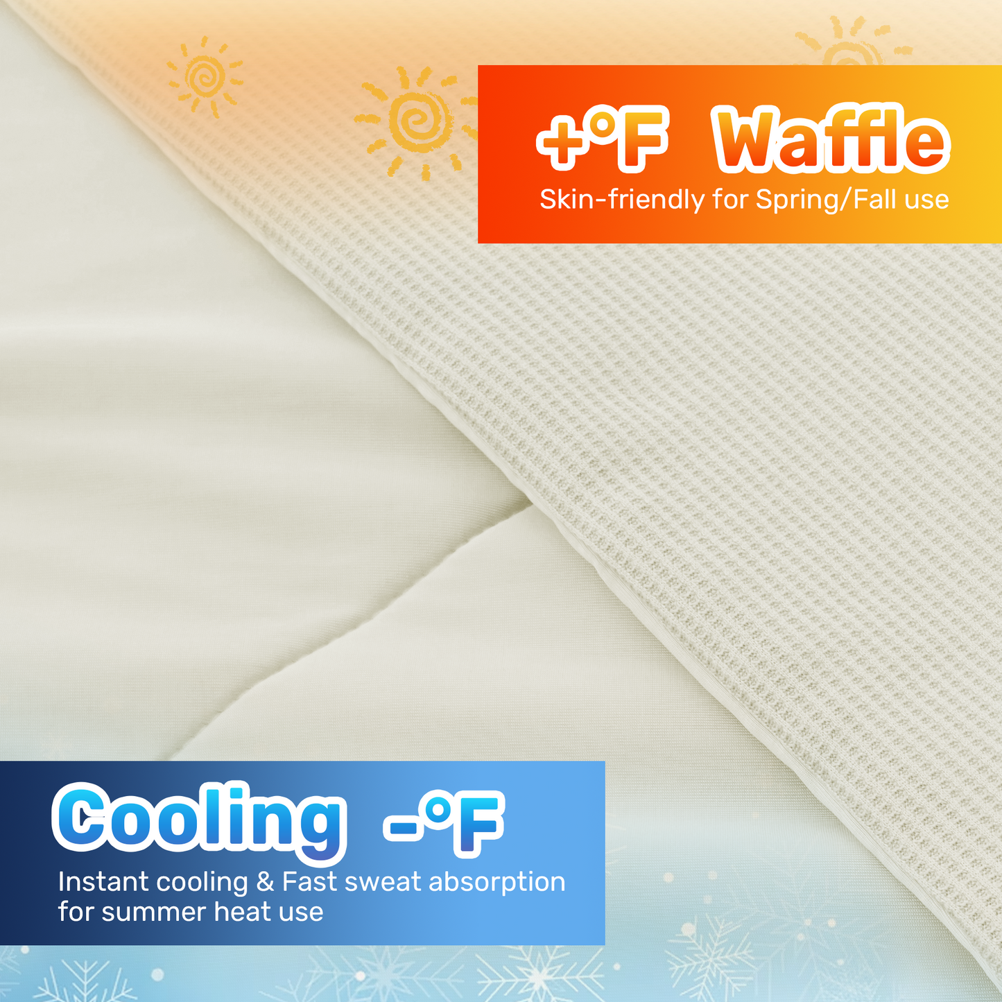 UNIKOME Cooling Blanket Twin Size - High Q-Max 0.4, Reversible Waffle Blanket for Summer, Soft Throw Blanket for Couch, Lightweight Summer Blanket, All Season Duvet Comforter